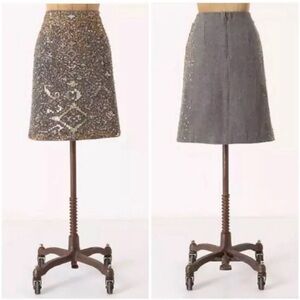 Anthropologie Moulinette Soeurs Beaded Felt Skirt SIZE 10P A-line Exquisite EUC